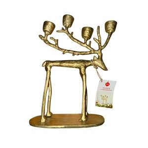 Gold Reindeer Candleholder for Taper‎ Candles 12" elegant decor Merry Moments